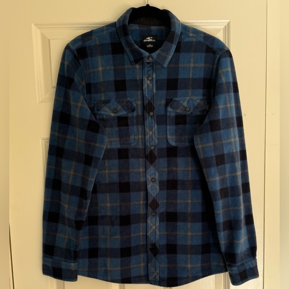 O’Neill Glacier Plaid Superfleece Long Sleeve Button Down Shirt men’s M - Picture 1 of 4